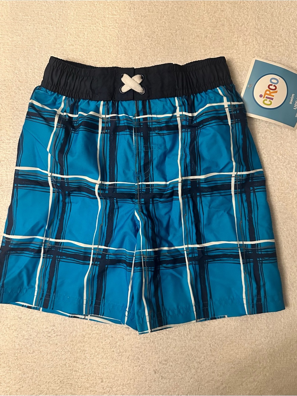 NWT Blue and Navy Plaid Swim Shorts Toddler Boys Size 3T